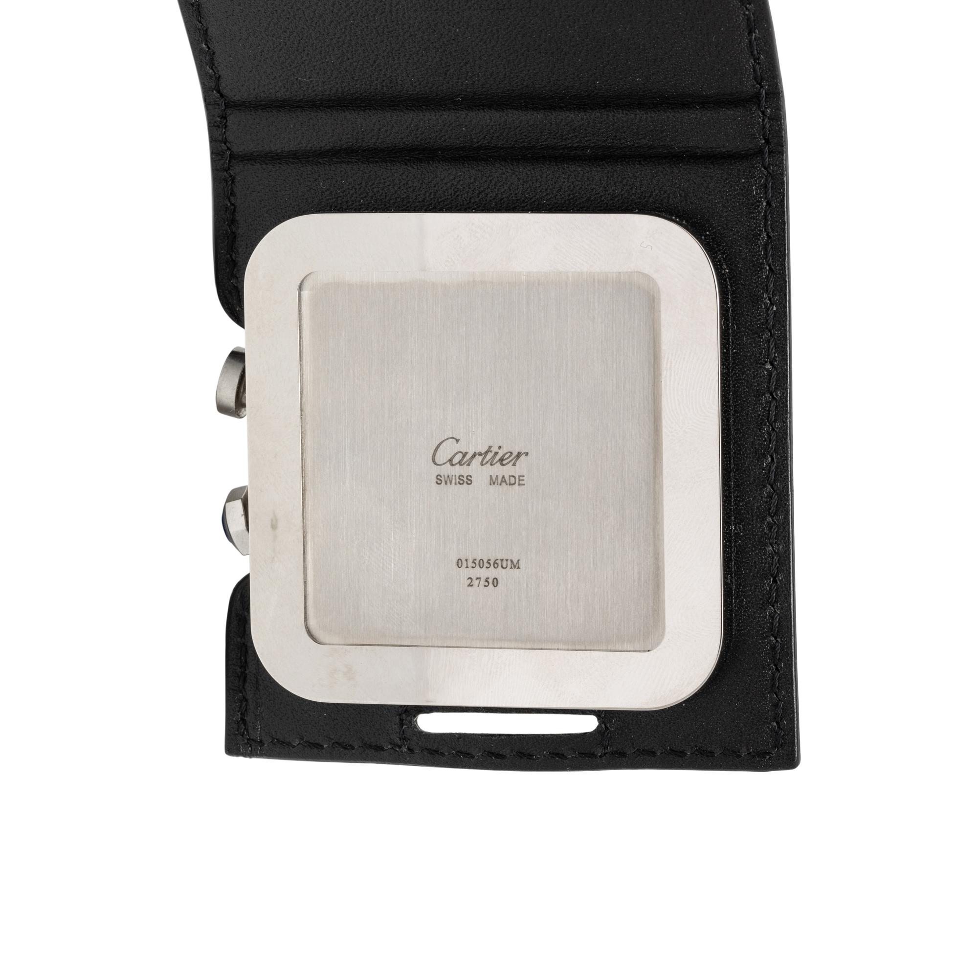 CARTIER, STAINLESS STEEL 'SANTOS' TRAVEL ALARM CLOCK