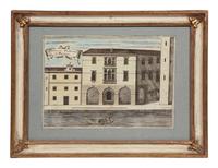 A Set of Nine Italian Hand-Colored Engravings Depicting Venetian Palaces