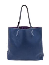An Hermes Bleu/Violet 45cm Taurillon Clemence Double Sens Tote, 17.5" x 15.5" x 5".
