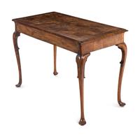 A George II Style Walnut Writing Table with an Associated Armchair