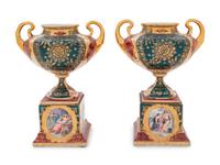 A Pair of Vienna Style Transfer-Printed Porcelain Vases