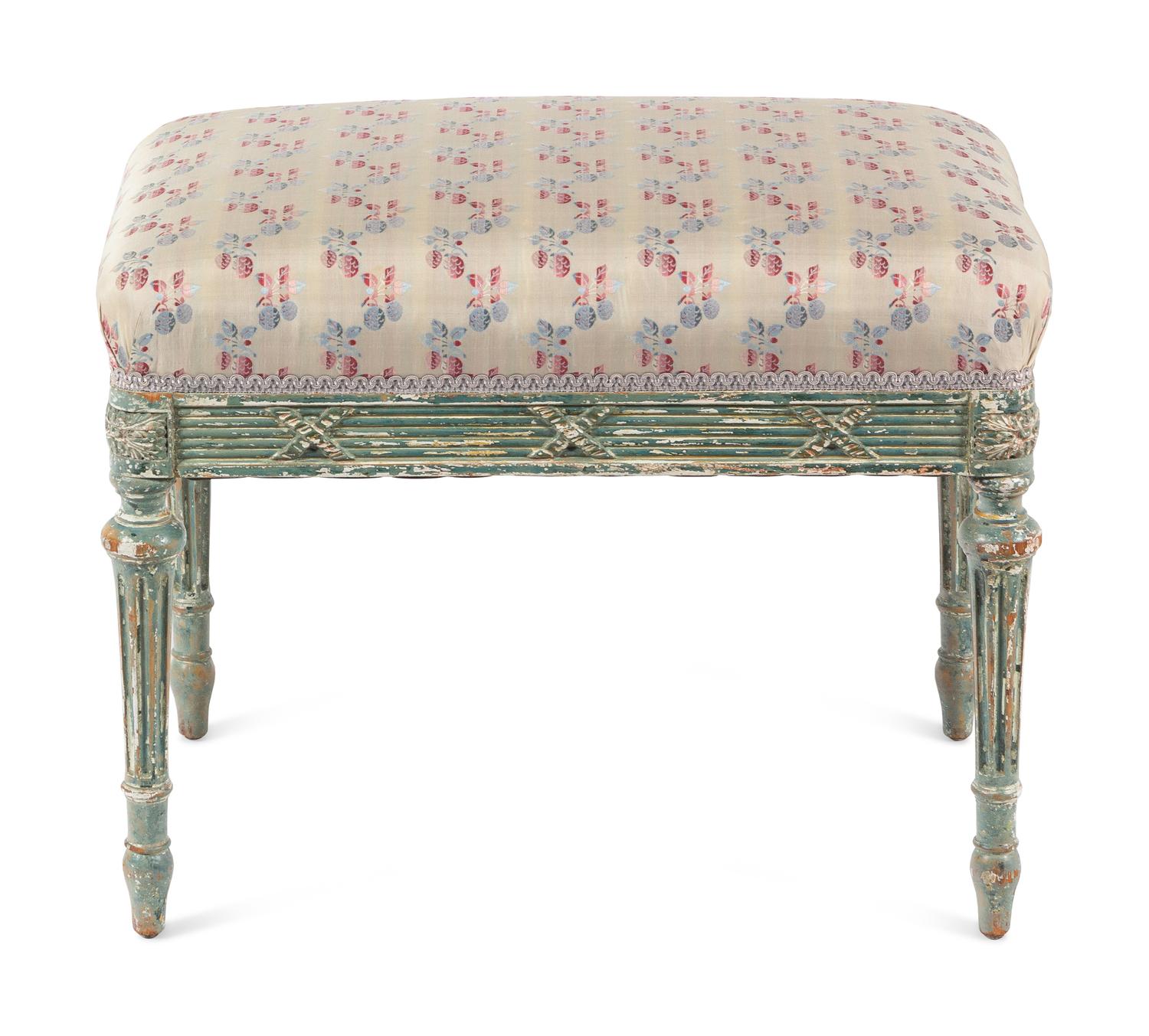 A George III Style Blue-Painted Tabouret