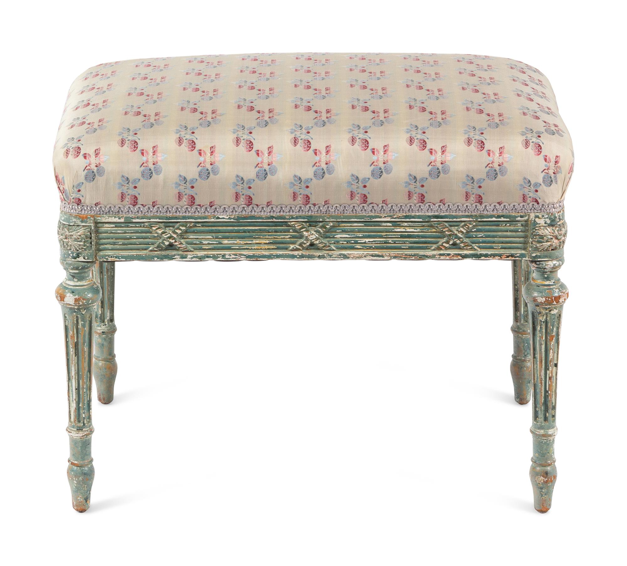 A George III Style Blue-Painted Tabouret