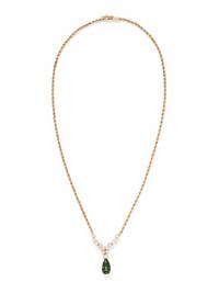 YELLOW GOLD, GREEN TOURMALINE AND DIAMOND NECKLACE