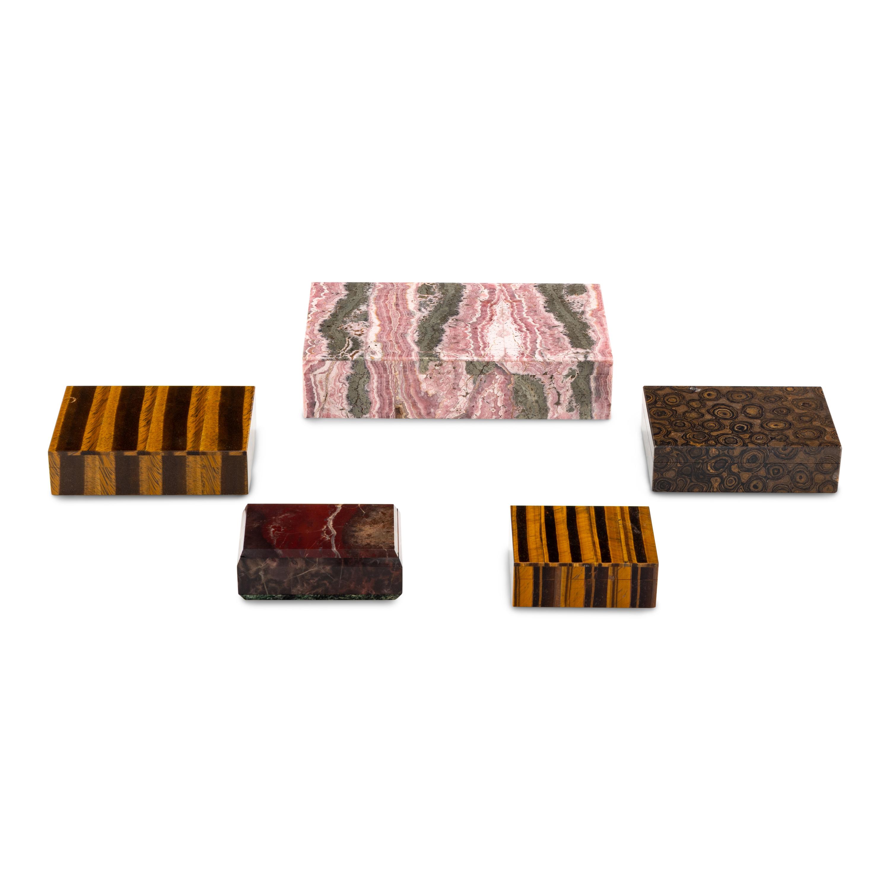 A Group of Five Hardstone Boxes
