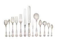 A Tiffany and Co. English King Silver Flatware Service in a Fitted Mahogany Chest