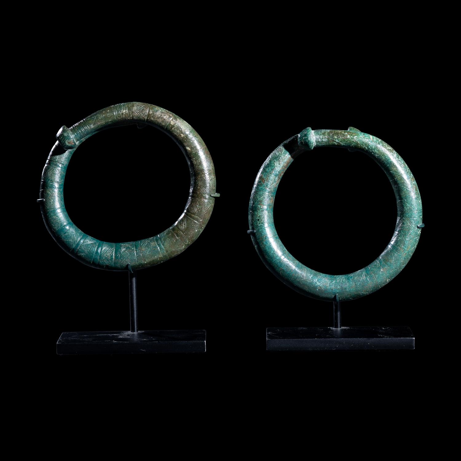 A Pair of European Bronze Bracelets