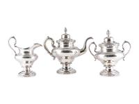 An American Three-Piece Coin Silver Tea Service