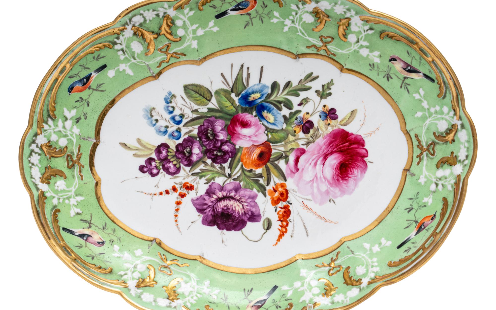Three Coalport Green-Ground Porcelain Serving Dishes