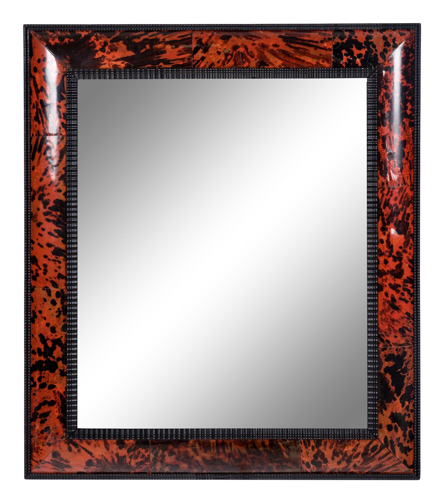 A Pair of Flemish Ripple Molded and Tortoise Shell Veneered Mirrors