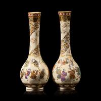 A Pair of Satsuma-Type 'Playing Boys' Cabinet Vases, Yabu Meizan; Meiji Period