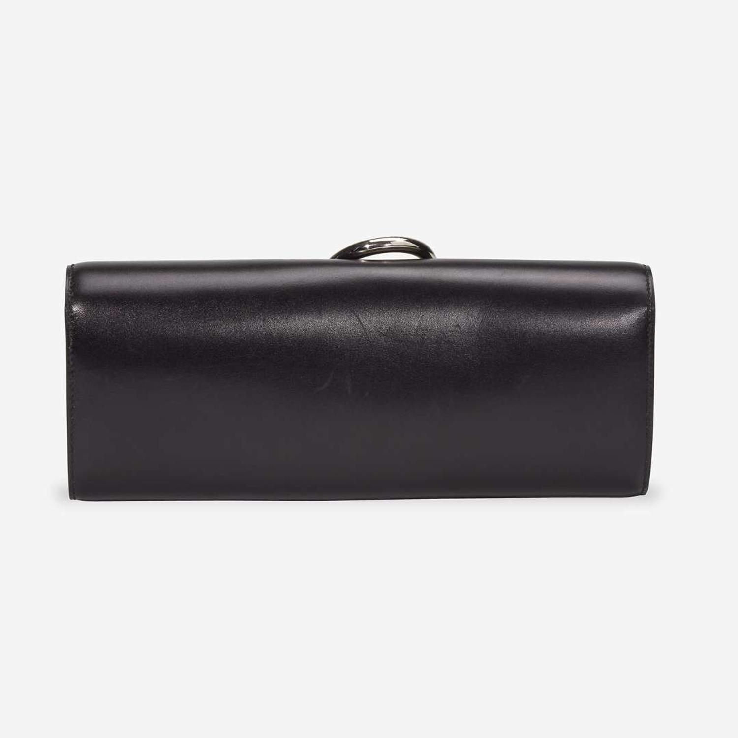 A black calf leather clutch with palladium hardware, Hermès Egee, 2012
