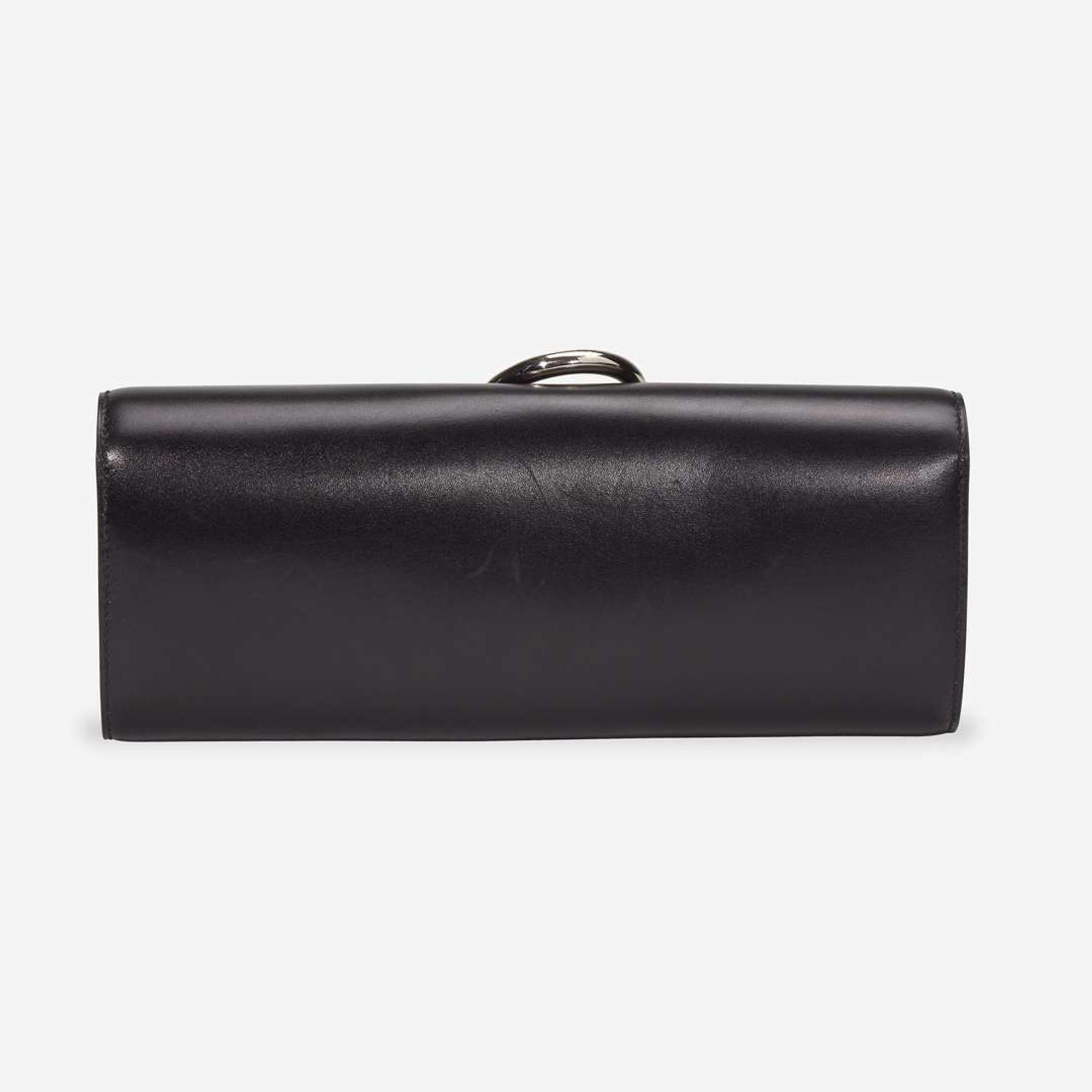 A black calf leather clutch with palladium hardware, Hermès Egee, 2012