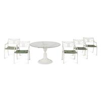 A White-Painted Cast Iron Outdoor Dining Suite