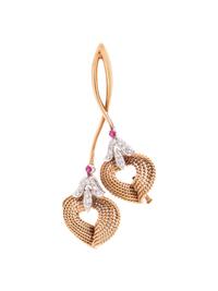 BICOLOR GOLD, DIAMOND AND RUBY BROOCH