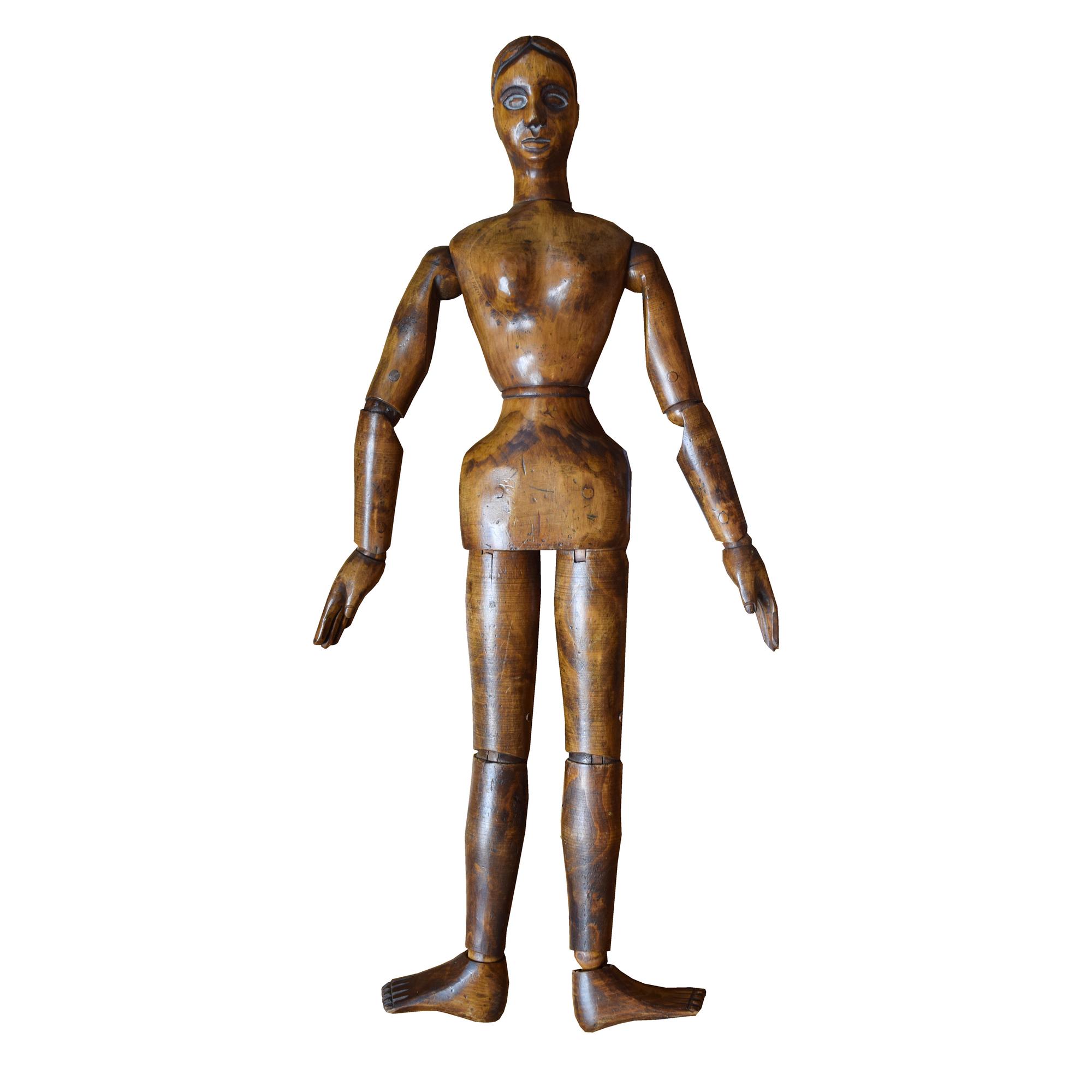 An Articulated Wood Artist's Drawing Model 9" W x 4" D x 32.5" H — France, Circa 1910