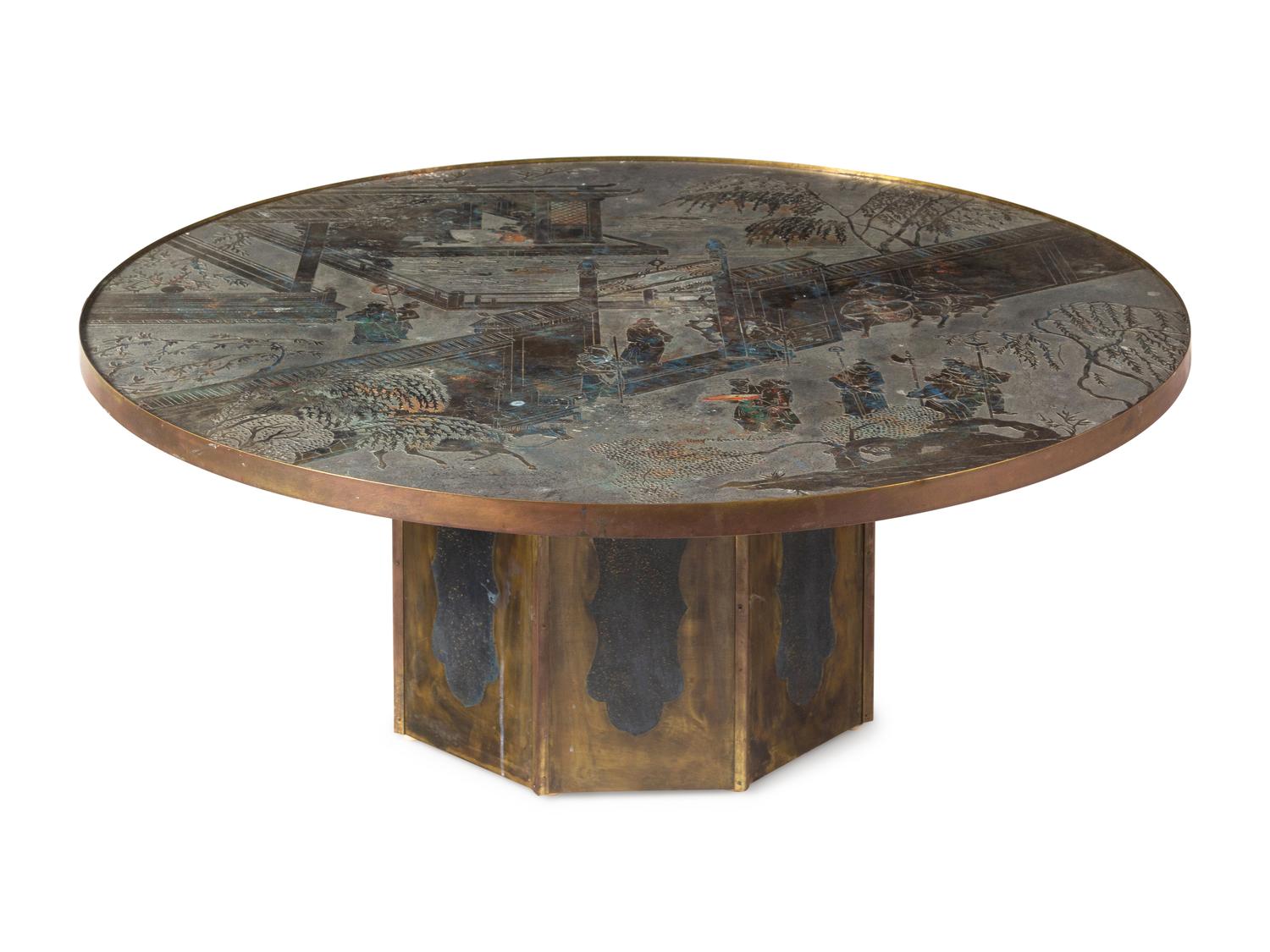 A Circular 'Chan' Coffee Table by Philip and Kelvin LaVerne (American, 1907-1987 and b. 1937)