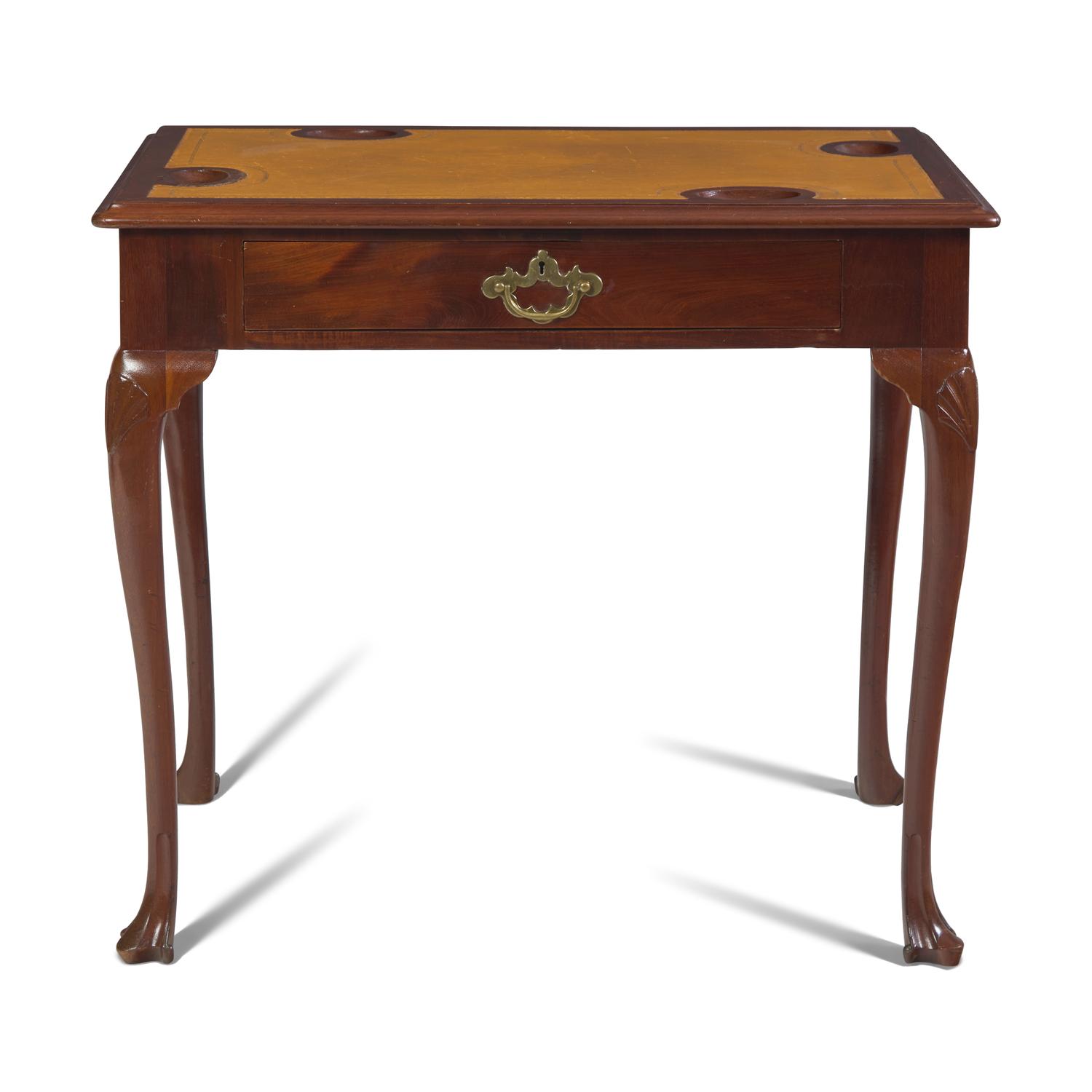 An Irish George II Mahogany and Tooled Leather Gaming Table