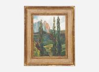Arthur Beecher Carles (American, 1882-1952) - French Landscape with Cypress Trees