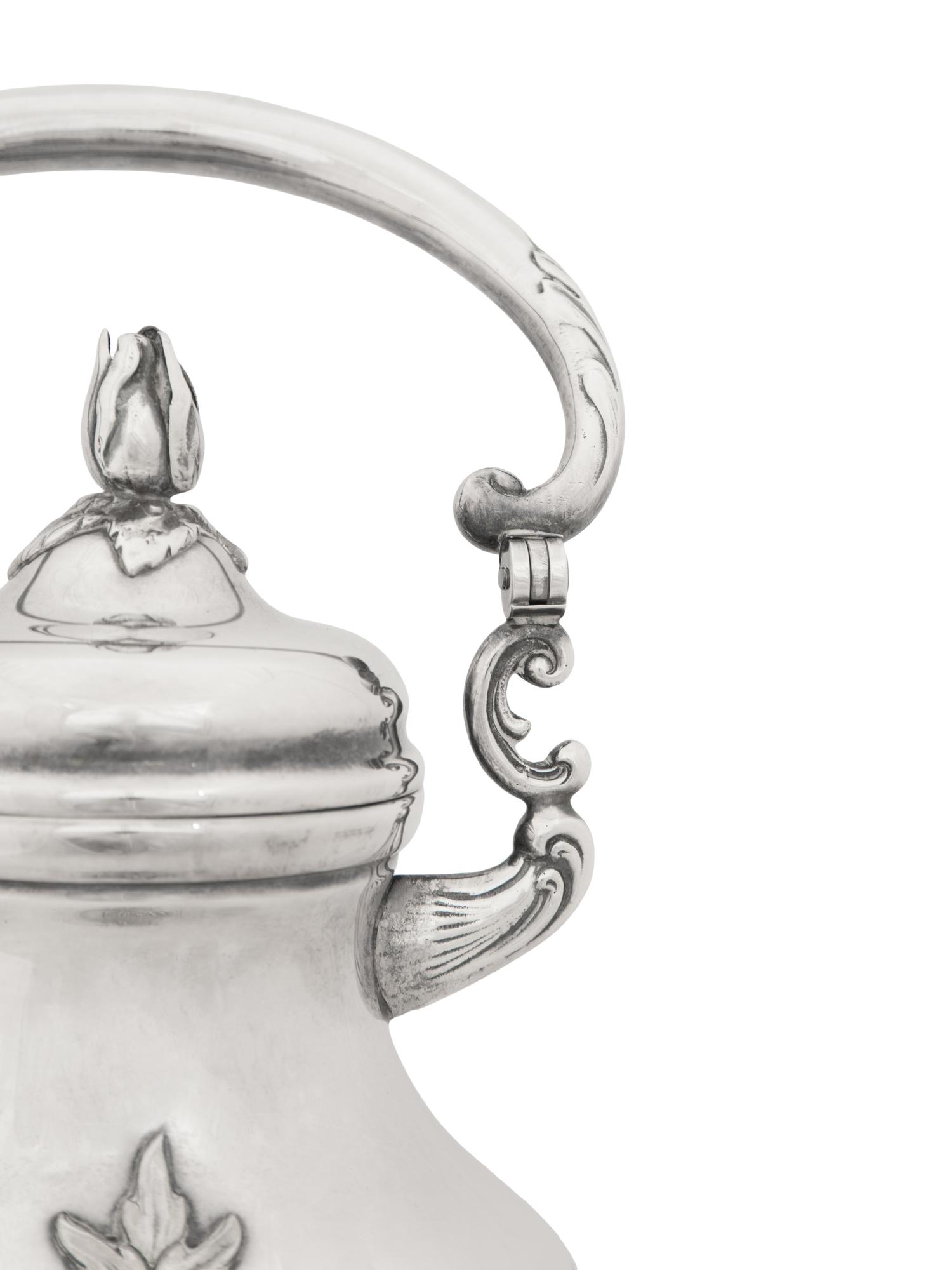 An American Silver Kettle on Lampstand