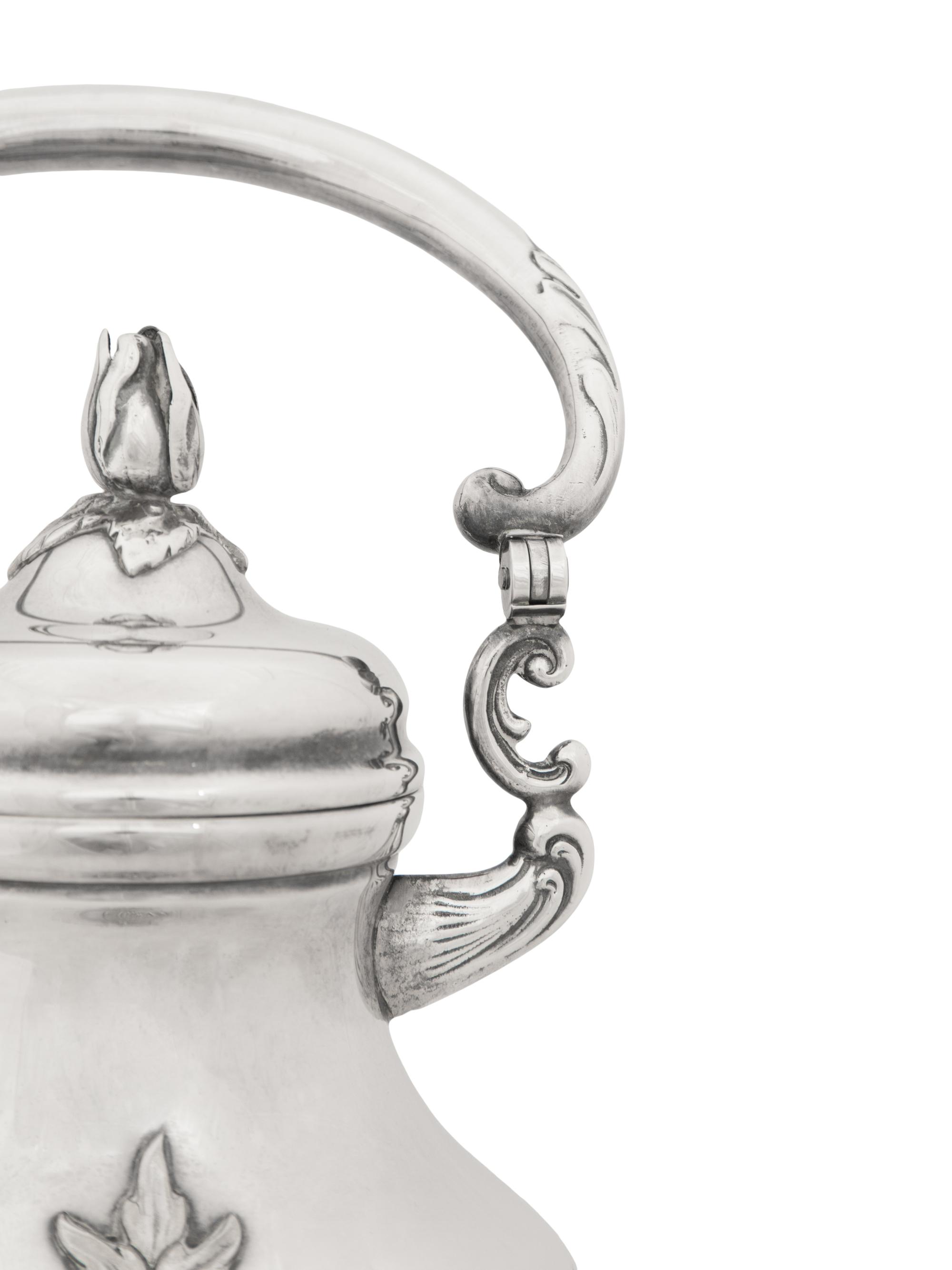 An American Silver Kettle on Lampstand