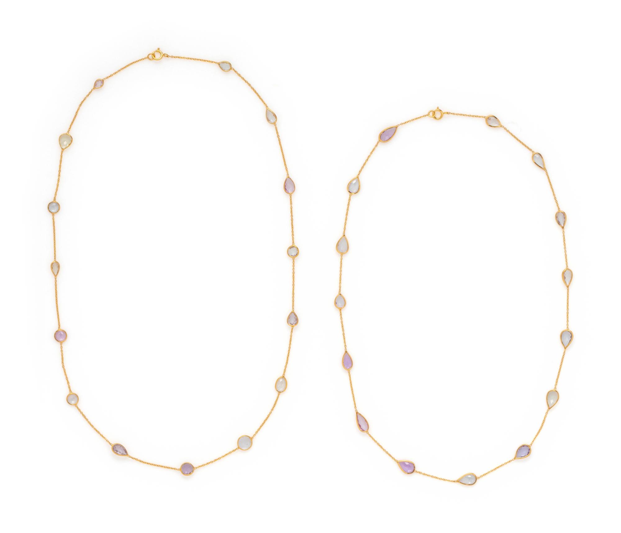 COLLECTION OF YELLOW GOLD AND GEMSTONE NECKLACES