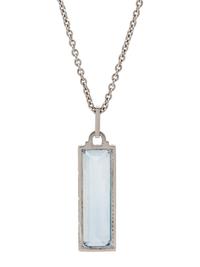 WHITE GOLD, SYNTHETIC SPINEL AND DIAMOND PENDANT/NECKLACE