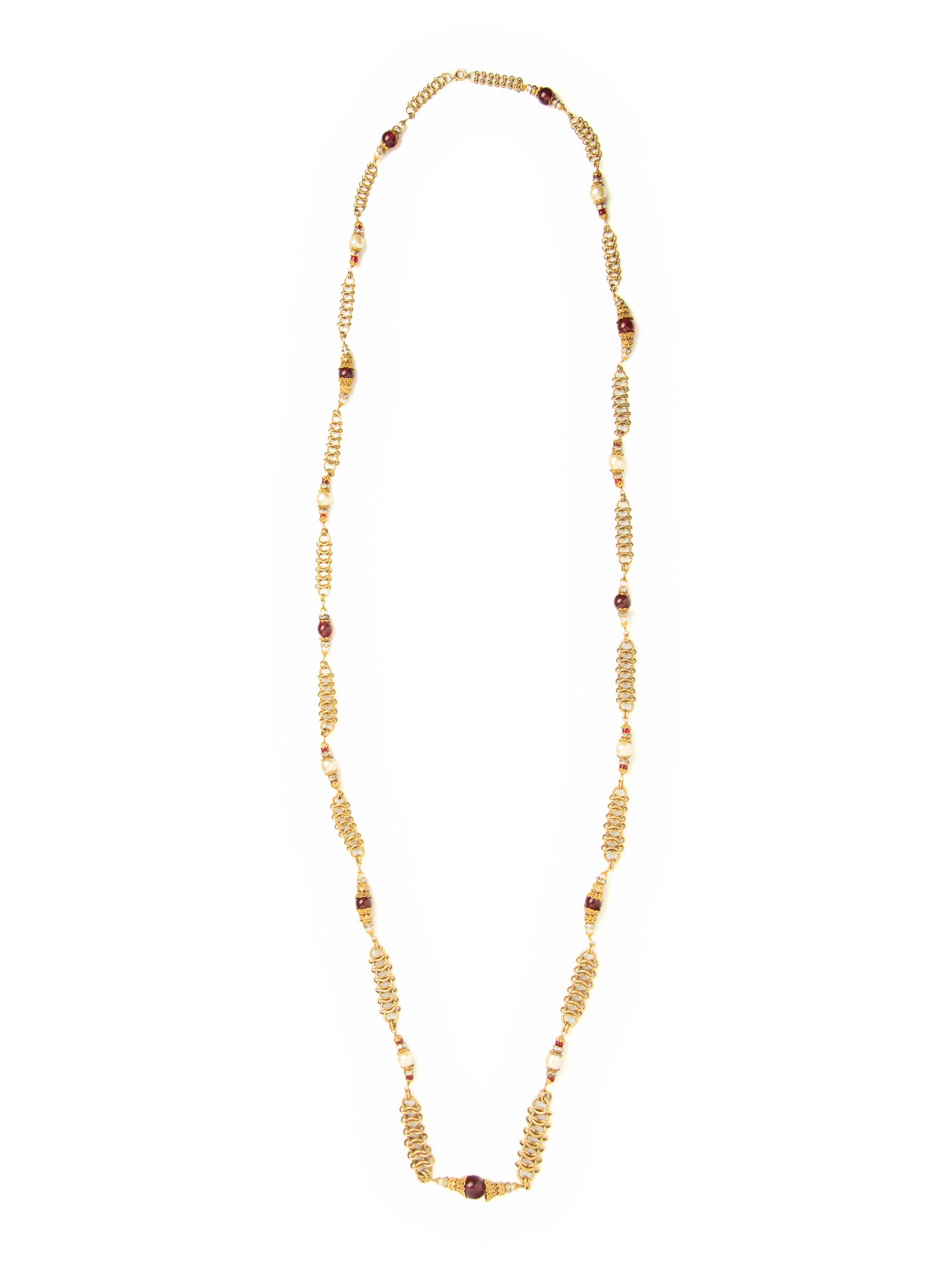 Couture Sautoir Necklace Attributed to Chanel by Robert Goossens, c. 1954-74