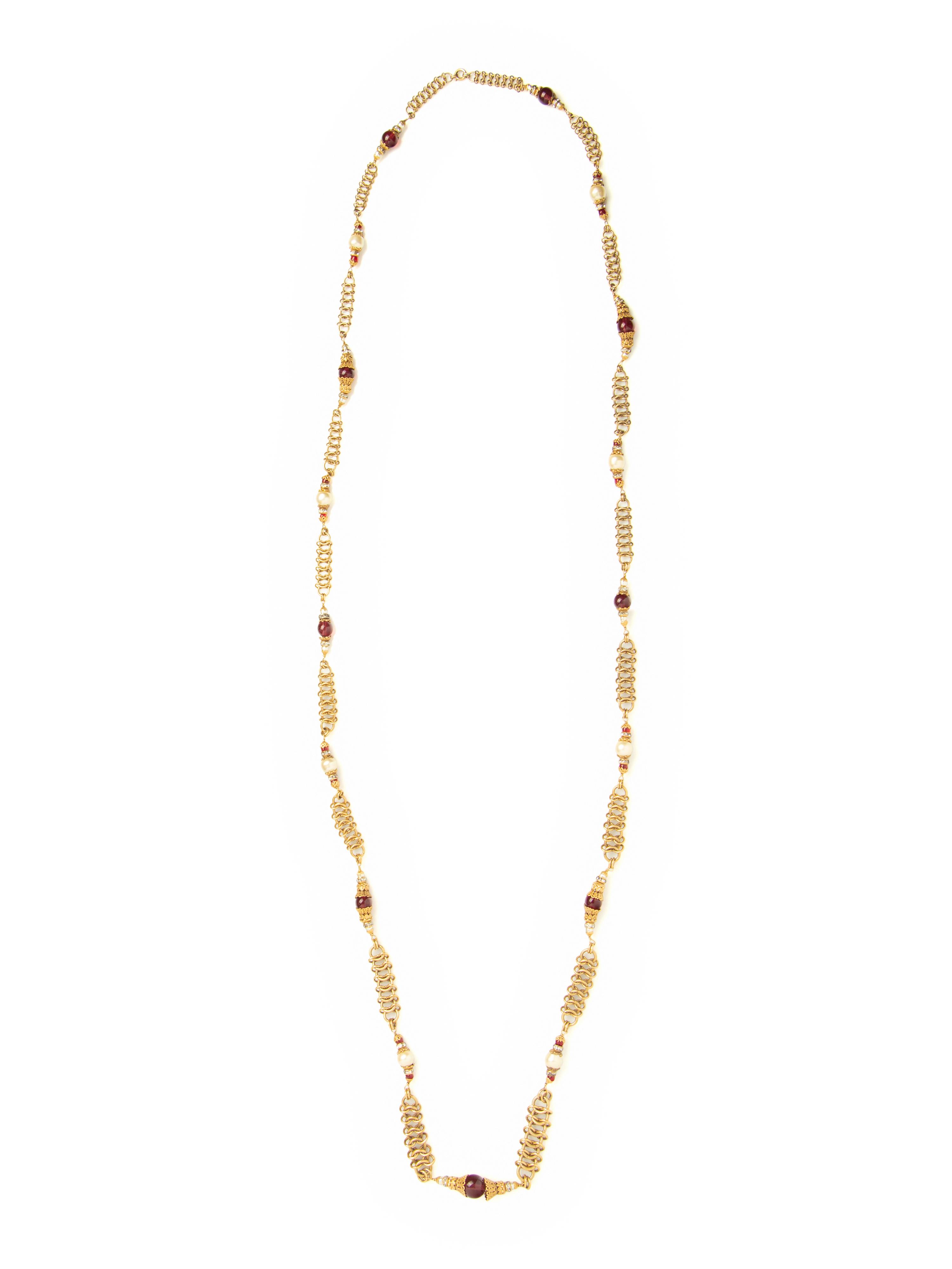 Couture Sautoir Necklace Attributed to Chanel by Robert Goossens, c. 1954-74