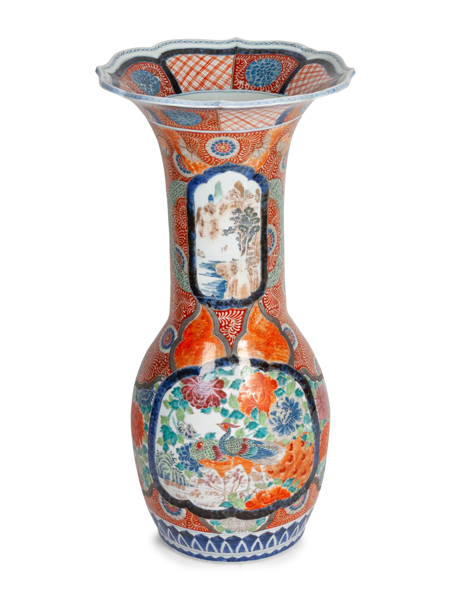 A Group of Kutani and Imari Palette Porcelain Vases
