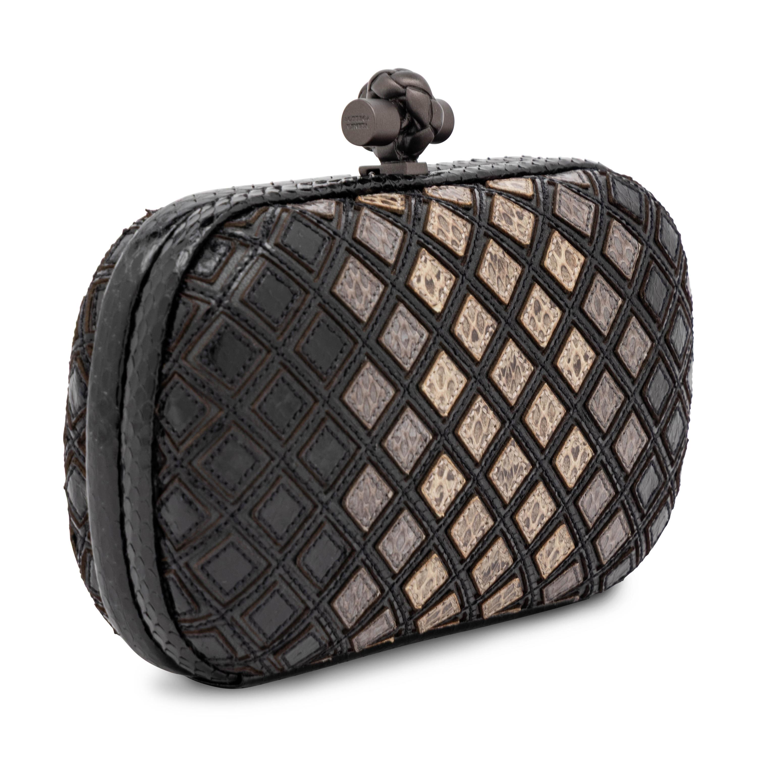 Bottega Veneta, Knot Clutch in Snakeskin & Leather