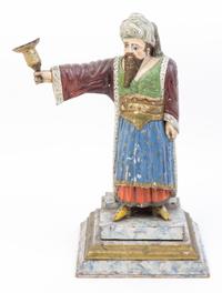 A Carved and Polychrome Wood Figure Height 16 3/4 inches. — 19TH CENTURY