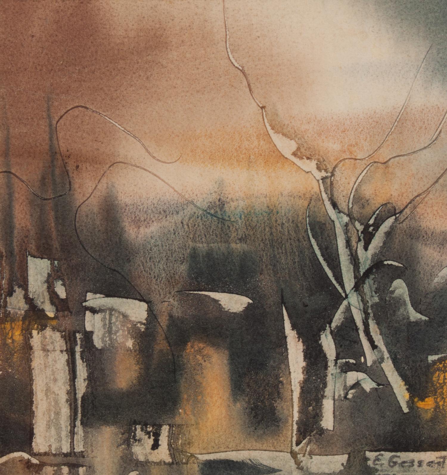 Earl W. Gessert, (Wisconsin, 1918-1996), Rooftops, Skyscrapers, Abstract and Urban Buildings (four works)