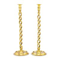 A Large Pair of English Brass Barleytwist Candlesticks