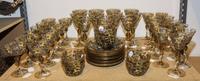 A Collection of Italian Enameled Glass Stemware Height 7 inches.