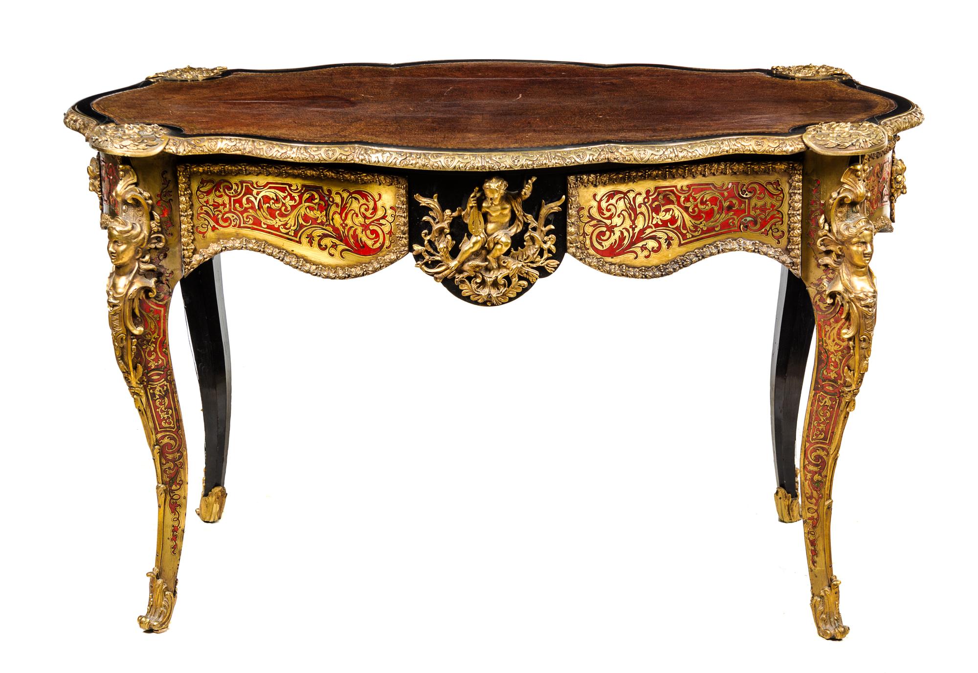 A Napoleon III Style Gilt Bronze Mounted Boulle Marquetry Writing Table Height 29 x width 48 1/2 x depth 29 inches. — EARLY 20TH CENTURY