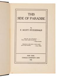FITZGERALD, F. Scott (1896-1940). This Side of Paradise . New York: Charles Scribner's Sons, 1920.