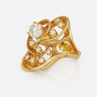 A 14K Yellow Gold and Diamond Ring 0.92 Carat Round Brilliant-Cut Diamond, GIA Certified