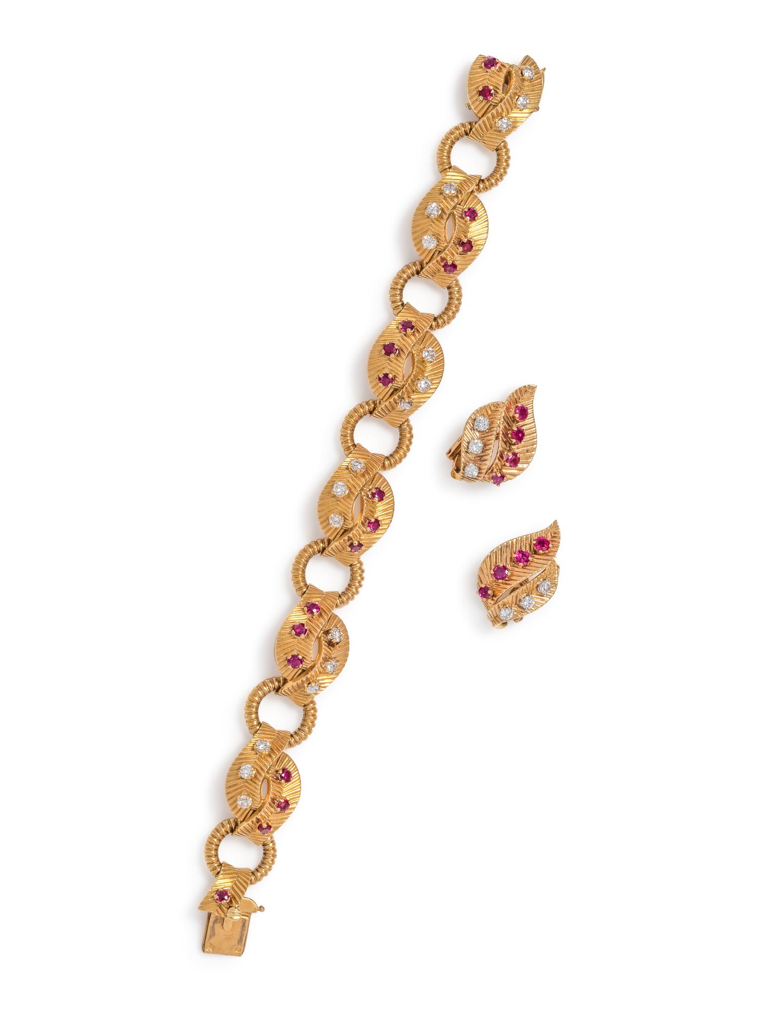 VAN CLEEF & ARPELS, DIAMOND AND RUBY SET