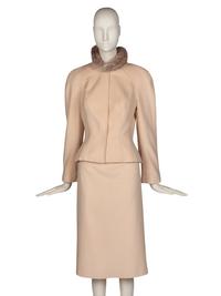 Mugler Fur-Trim Skirt Suit