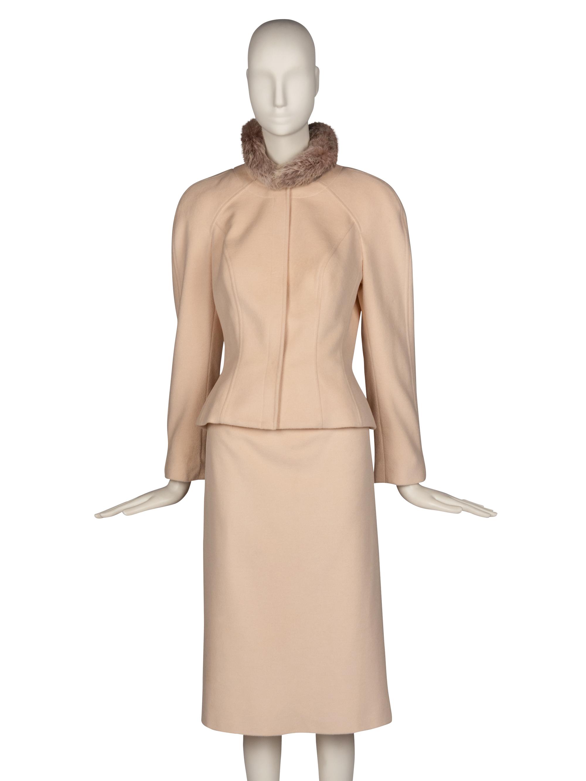 Mugler Fur-Trim Skirt Suit