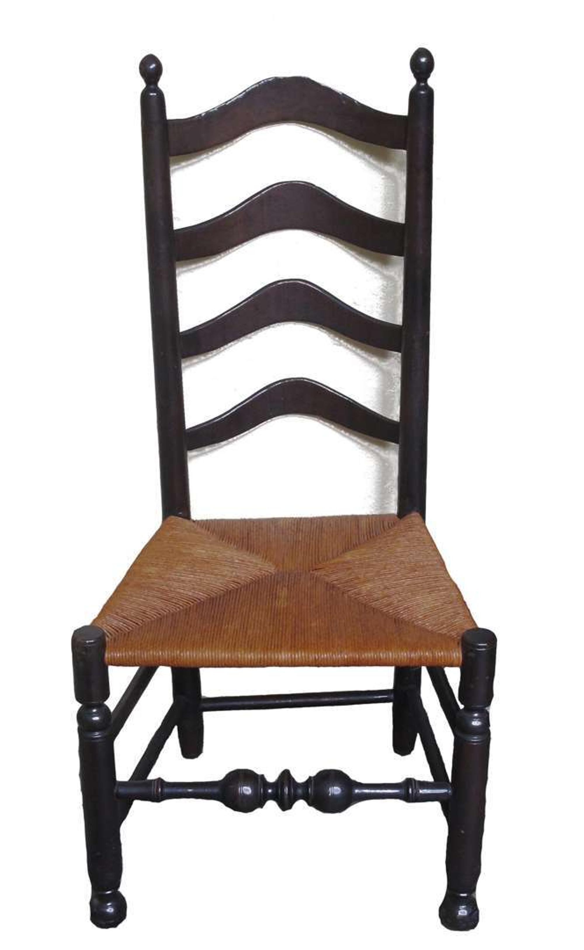 Rush seat ladder back side chair pennsylvania, late 18th/early 19th century