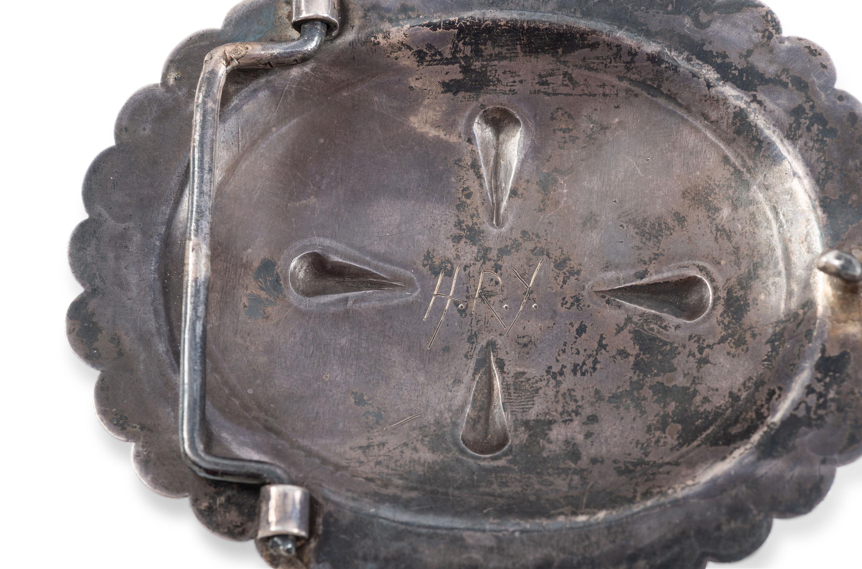 Navajo Silver and Turquoise Belt Buckle AND Pin / Brooch