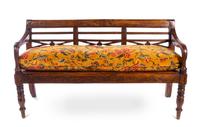 An English Oak Hall Bench Height 34 5/8 x width 62 1/2 x depth 20 1/2 inches. — 20TH CENTURY WITH EARLIER ELEMENTS