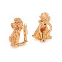 RUSER, YELLOW GOLD POODLE EARCLIPS