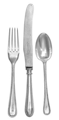 A George V Silver Flatware Service, Elkington & Co., Birmingham, 1918-1919, comprising: 24 dinner knives 12 fish knives 10 cheese knive