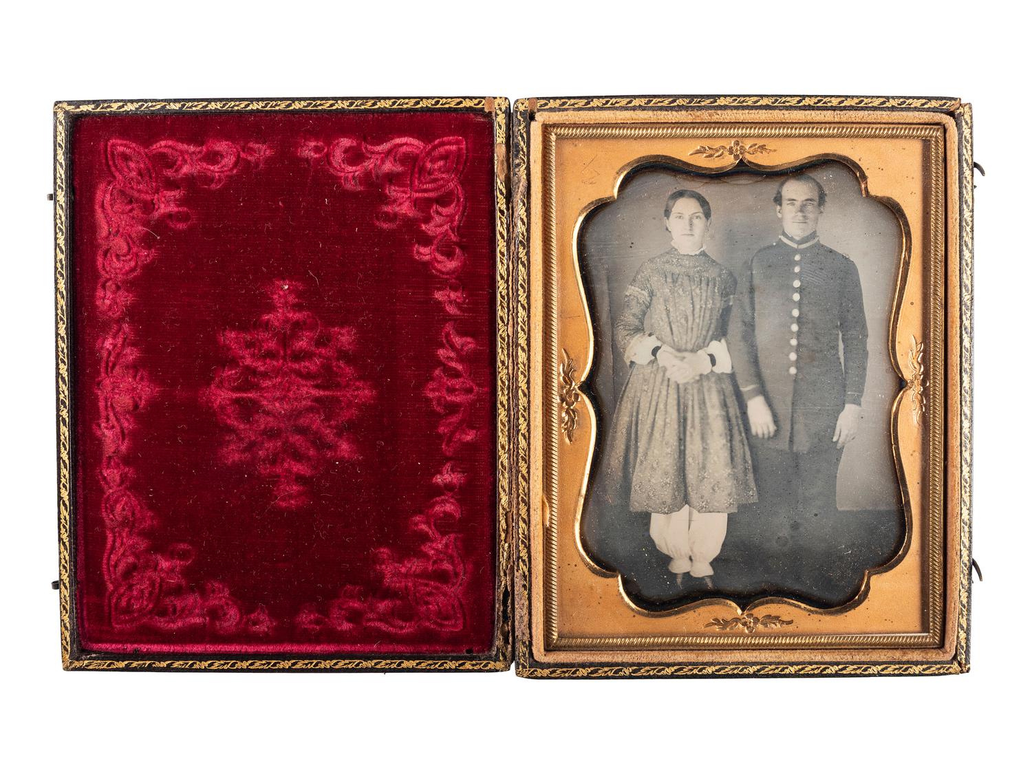 [EARLY PHOTOGRAPHY] -- [MILITARIA]. A group of 3 daguerreotypes of uniformed soldiers.