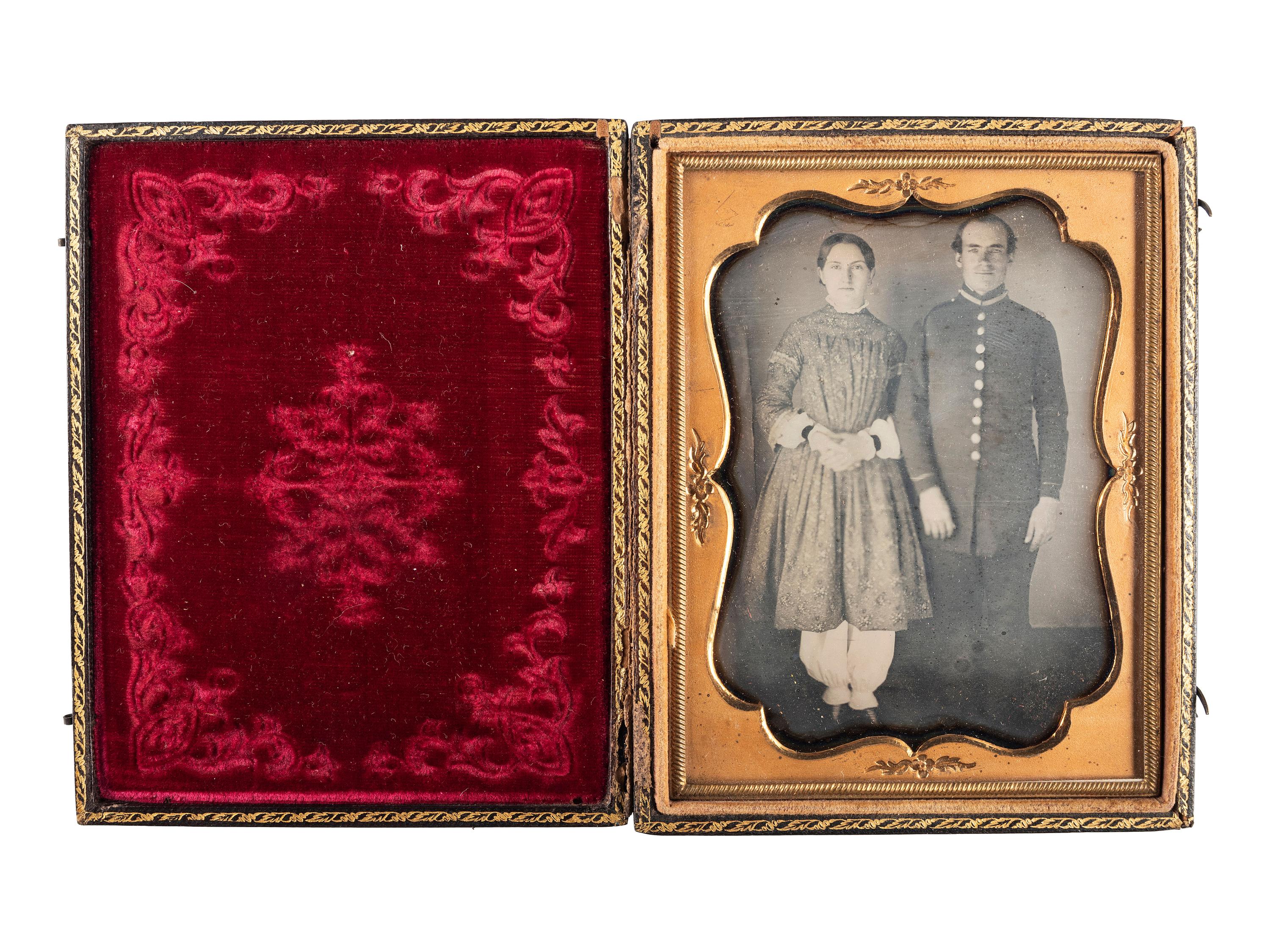 [EARLY PHOTOGRAPHY] -- [MILITARIA]. A group of 3 daguerreotypes of uniformed soldiers.