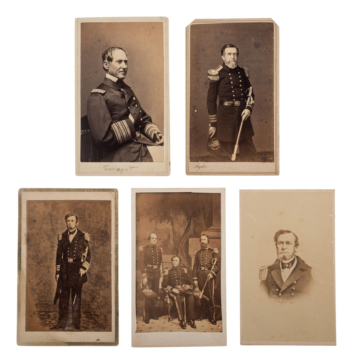 [CIVIL WAR]. A group of 8 items, including portraits of Admirals Andrew Hull Foote, David G. Farrugut, and David Dixon Porter, comprising: