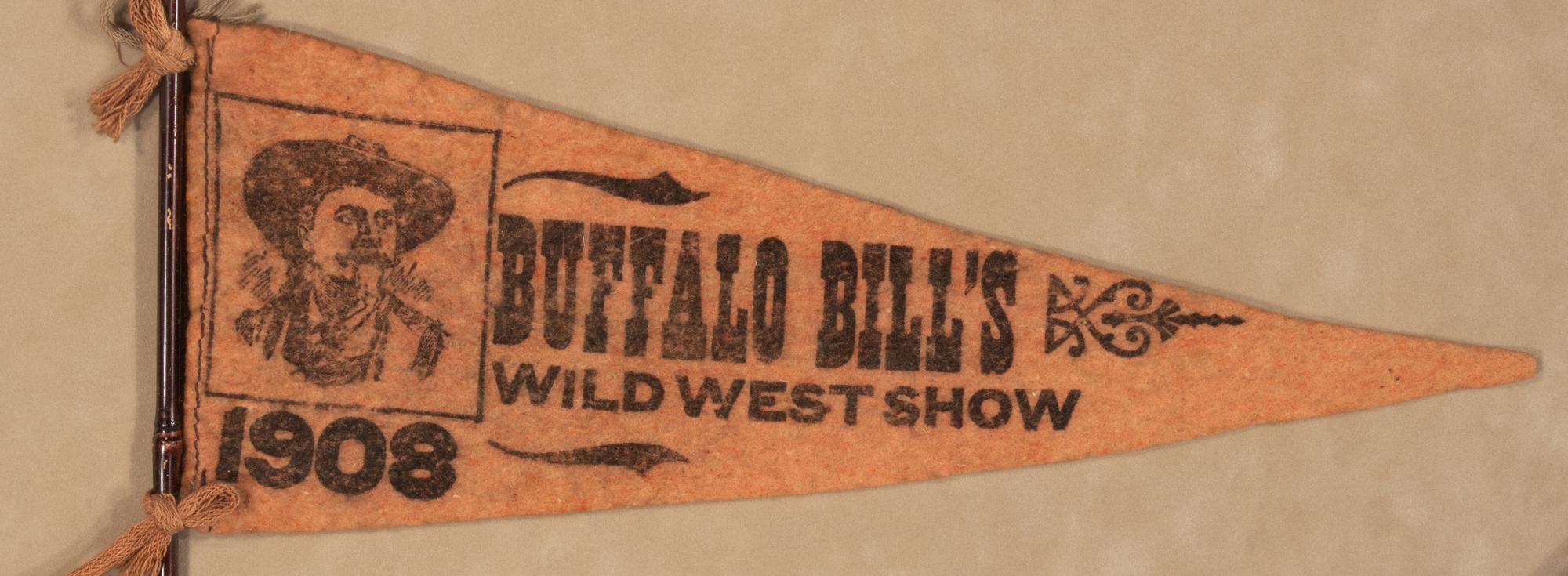 [WILD WEST SHOWS]. Trio of Buffalo Bill Wild West pennants. Ca early 20th century.